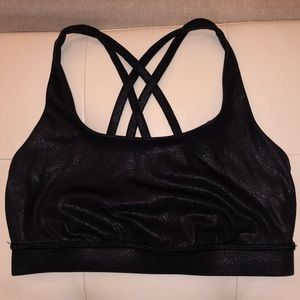 lululemon black luminosity foil energy bra